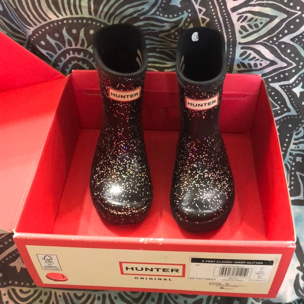 Hunter Rain Boots First Classic Giant Glitter 6B/7G